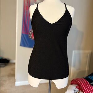 Express Black and Sparkly Spaghetti Strap Top